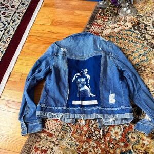 Jean jacket with burlesque back patch